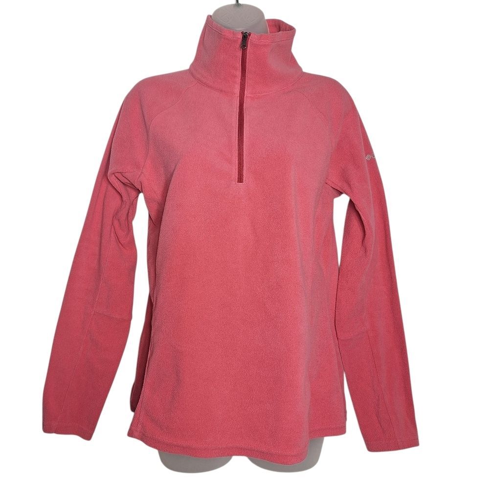 Columbia Fleece Top Long Sleeve Mock Neck Pink Medium Womens